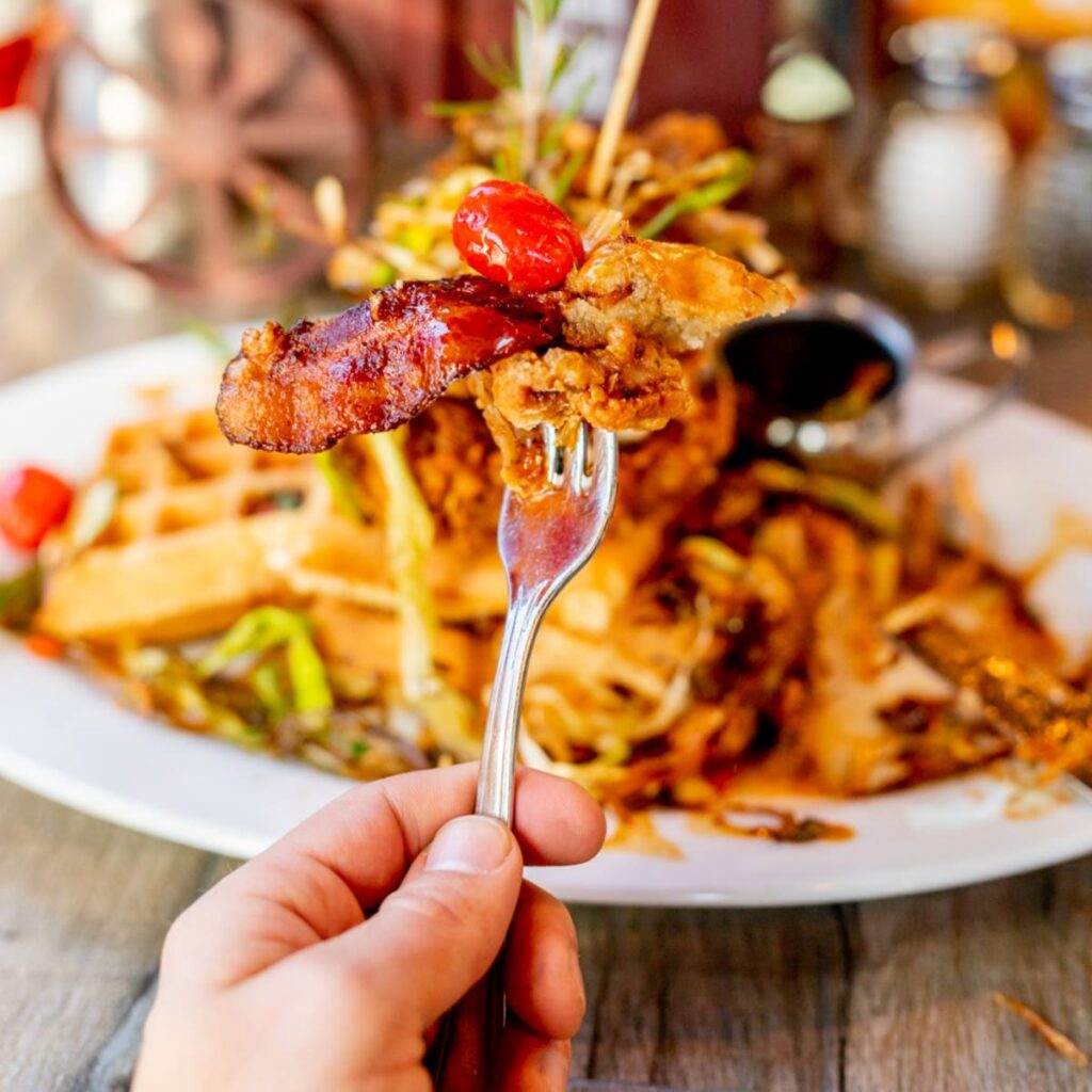 Find the Best Lunch in Orlando Florida Near International Drive - Hash House A Go Go 1 Find the perfect bite of fried chicken and waffle at Hash House A Go Go Orlando
