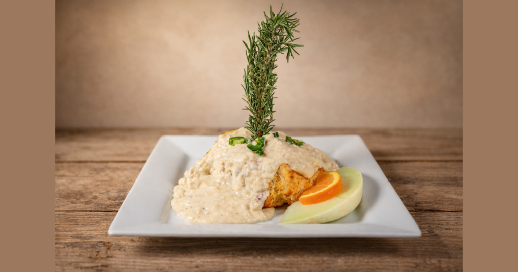 What Makes Hash House A Go Go Orlando’s Spring Menu a Must-Try This Season 1 Jalapeno cheddar scones with gravy on our spring seasonal menu at Hash House A Go Go Orlando spring menu